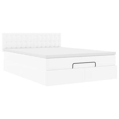 Pouf Letto con Materassi e LED Bianco Puro 140x200cm Similpelle | homemem39