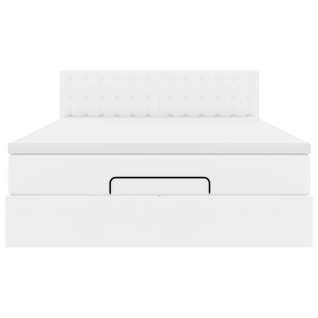 Pouf Letto con Materassi e LED Bianco Puro 140x200cm Similpelle | homemem39