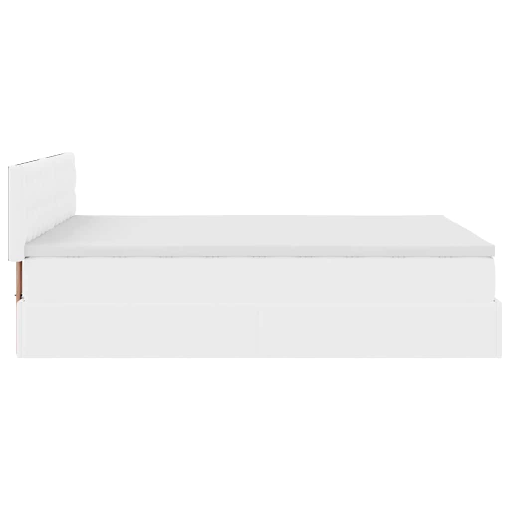 Pouf Letto con Materassi e LED Bianco Puro 140x200cm Similpelle | homemem39