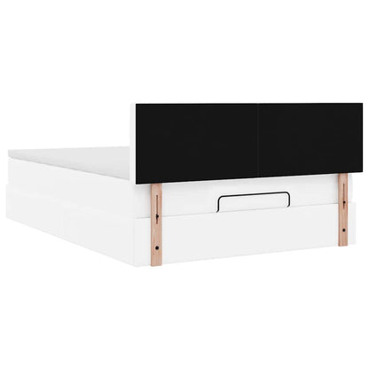 Pouf Letto con Materassi e LED Bianco Puro 140x200cm Similpelle | homemem39