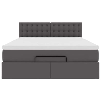 Pouf Letto con Materassi e LED Grigio 140x200cm Similpelle