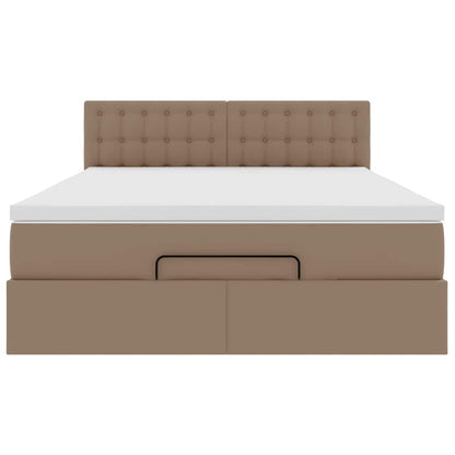 Pouf Letto con Materassi e LED Cappuccino 140x200cm Similpelle | homemem39