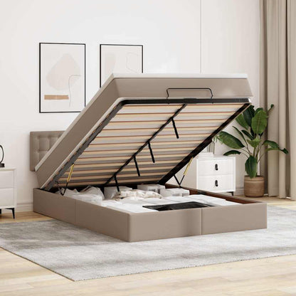Pouf Letto con Materassi e LED Cappuccino 140x200cm Similpelle | homemem39