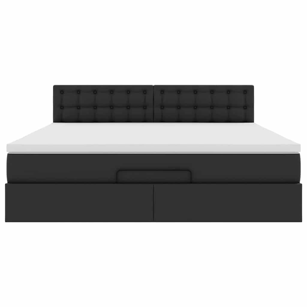 Pouf Letto con Materassi e LED Nero 160x200cm Similpelle | homemem39