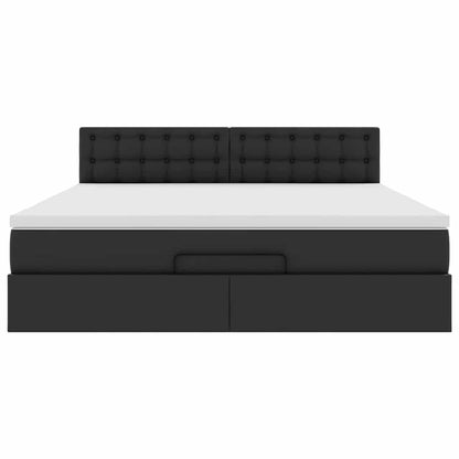 Pouf Letto con Materassi e LED Nero 160x200cm Similpelle | homemem39