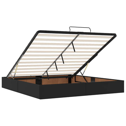Pouf Letto con Materassi e LED Nero 160x200cm Similpelle | homemem39