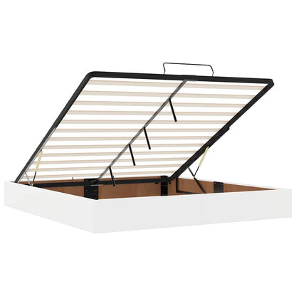 Pouf Letto con Materassi e LED Bianco Puro 160x200cm Similpelle