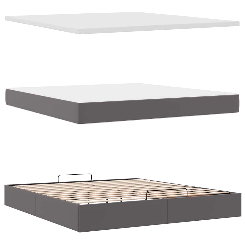 Pouf Letto con Materassi e LED Grigio 160x200cm Similpelle | homemem39