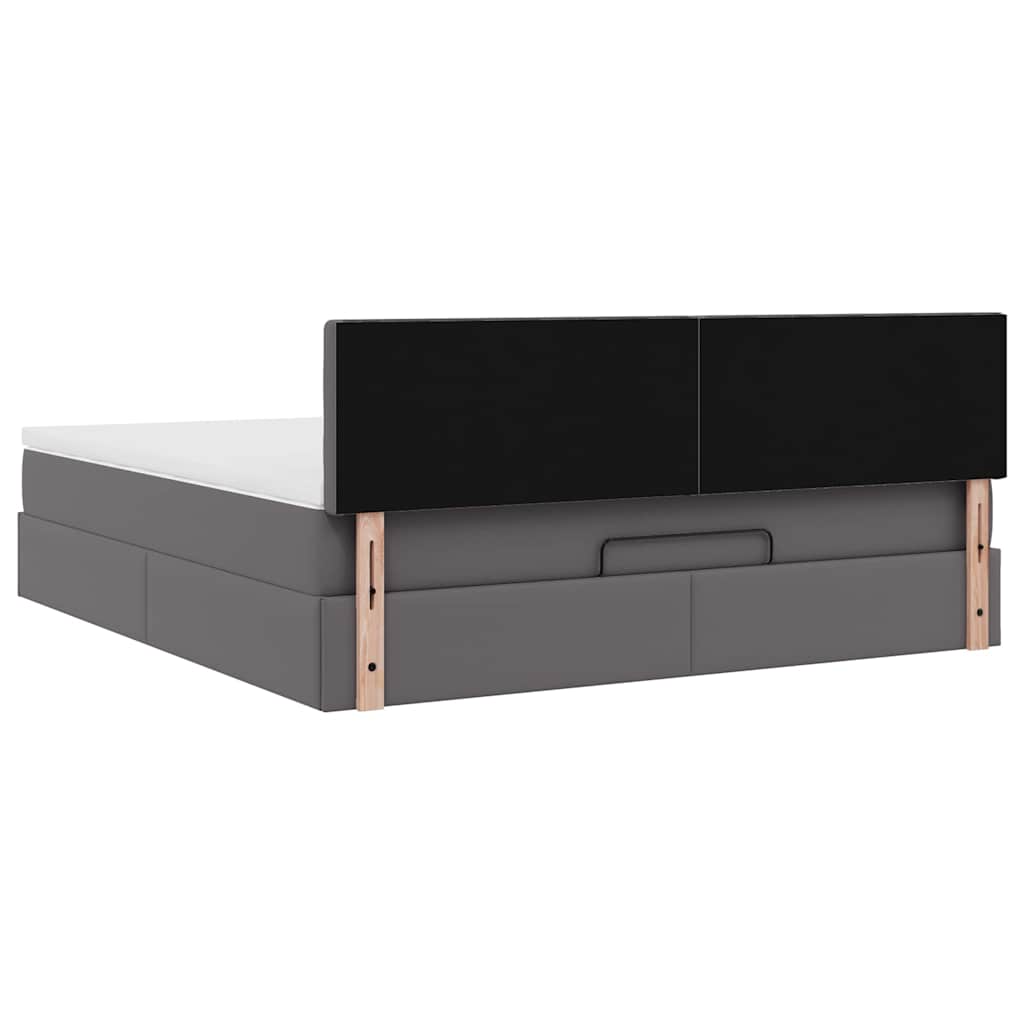 Pouf Letto con Materassi e LED Grigio 160x200cm Similpelle | homemem39