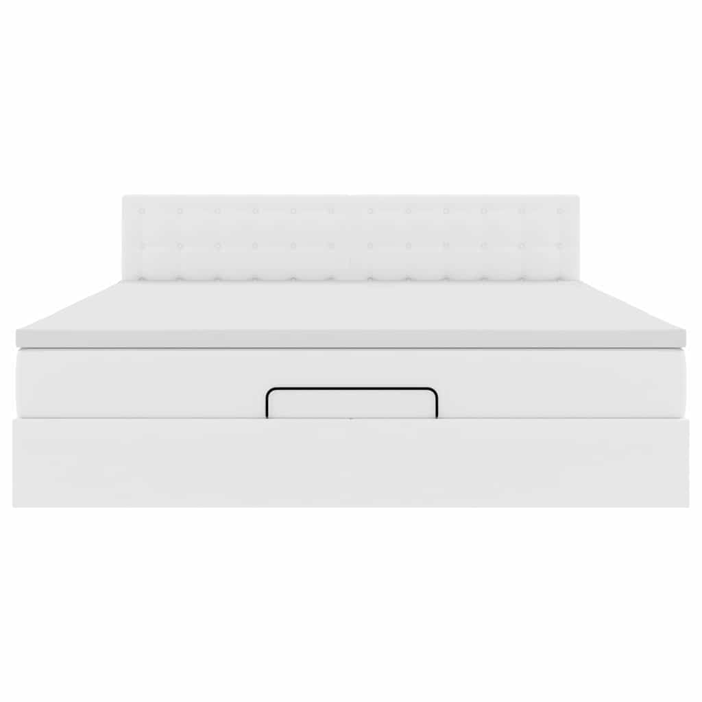 Pouf Letto con Materassi e LED Bianco Puro 180x200cm Similpelle | homemem39