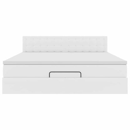Pouf Letto con Materassi e LED Bianco Puro 180x200cm Similpelle | homemem39