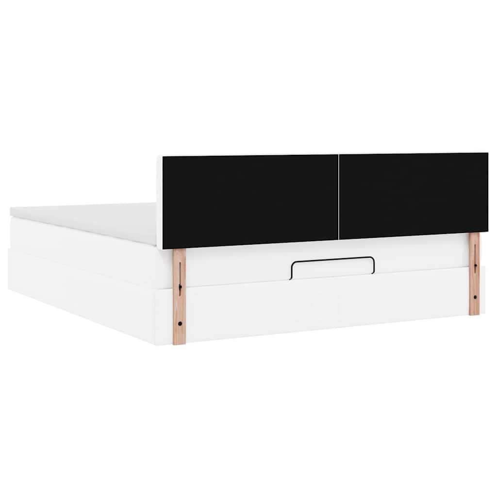 Pouf Letto con Materassi e LED Bianco Puro 180x200cm Similpelle | homemem39