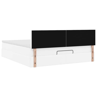 Pouf Letto con Materassi e LED Bianco Puro 180x200cm Similpelle | homemem39