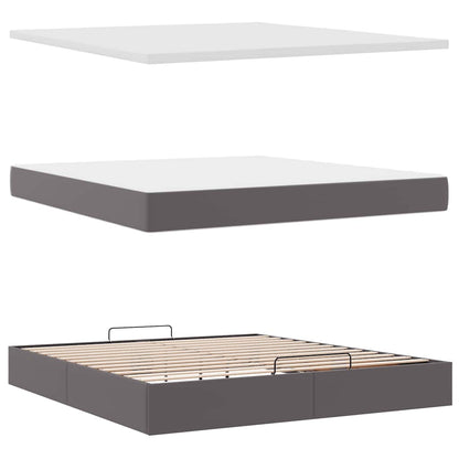 Pouf Letto con Materassi e LED Grigio 180x200cm Similpelle