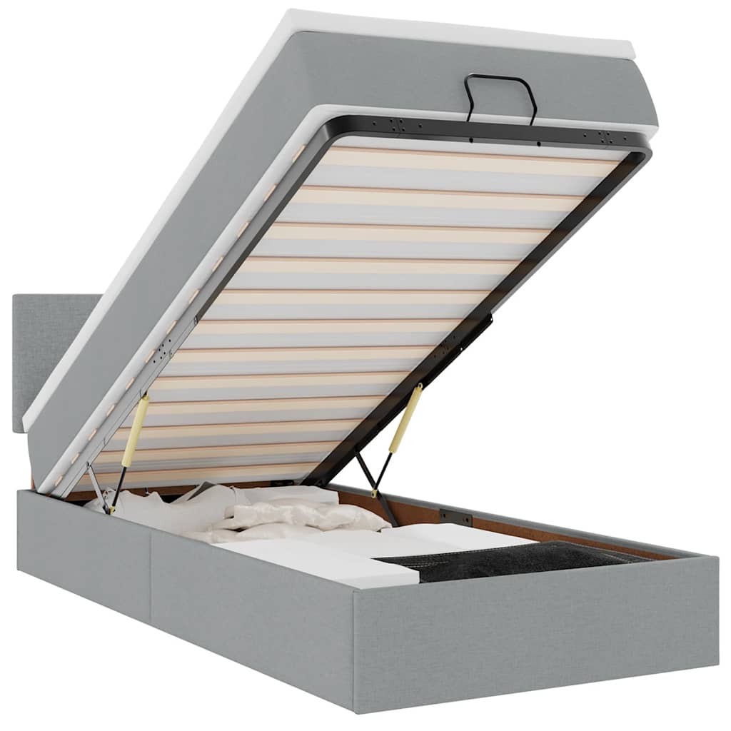 Pouf Letto con Materasso e LED Grigio Chiaro 80x200cm Tessuto