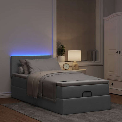 Pouf Letto con Materasso e LED Grigio Chiaro 80x200cm Tessuto