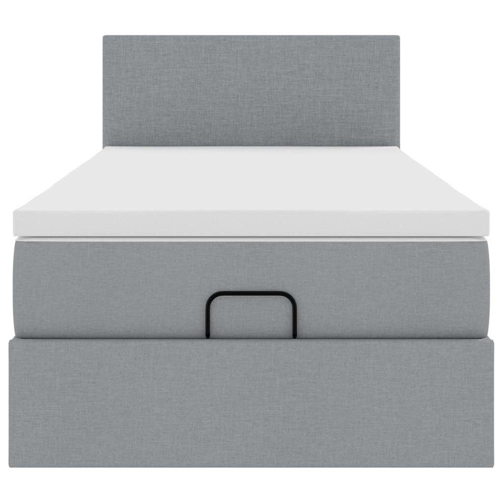Pouf Letto con Materasso e LED Grigio Chiaro 80x200cm Tessuto