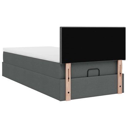 Pouf Letto con Materasso e LED Grigio Scuro 80x200cm in Tessuto