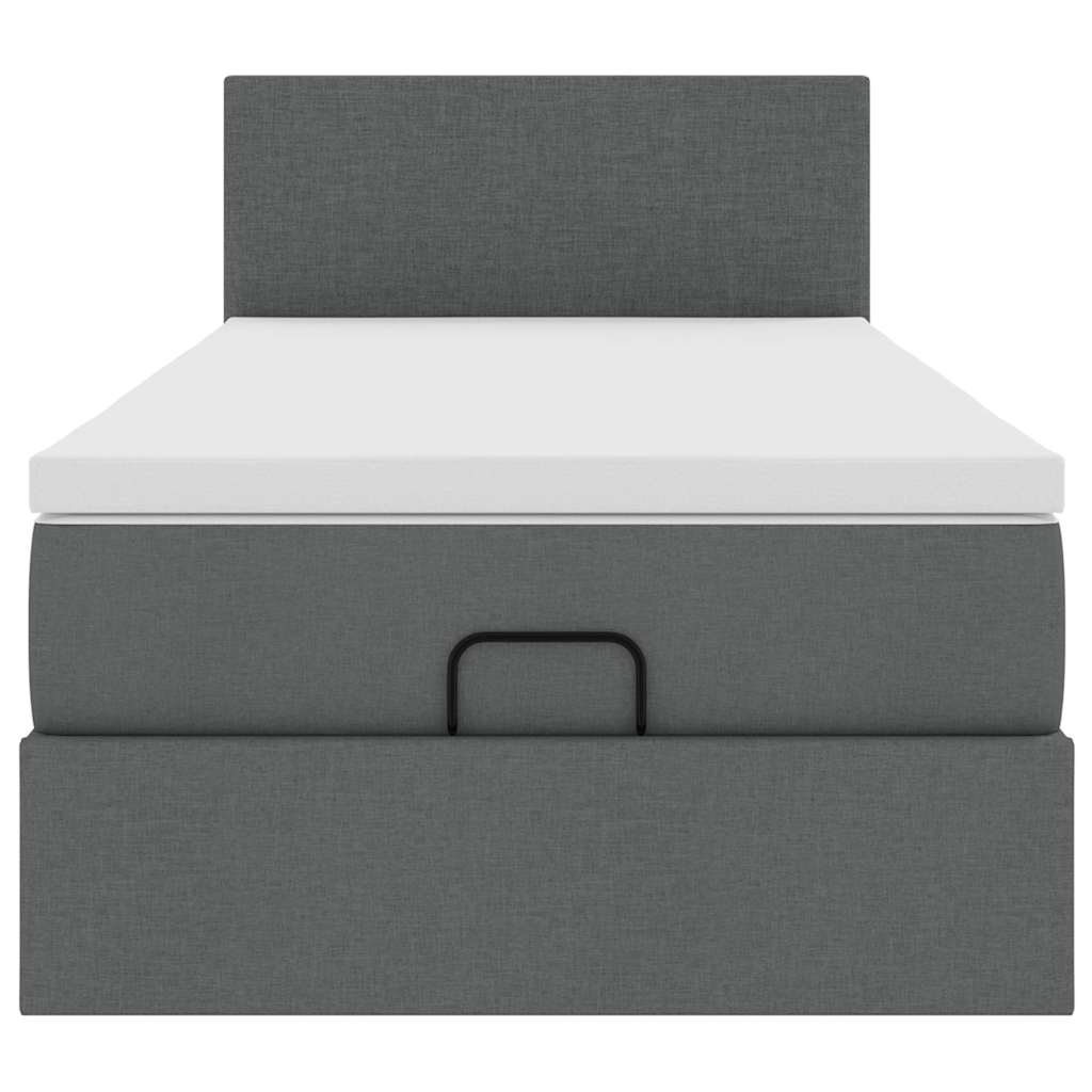 Pouf Letto con Materasso e LED Grigio Scuro 80x200cm in Tessuto