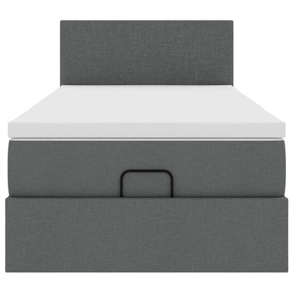 Pouf Letto con Materasso e LED Grigio Scuro 80x200cm in Tessuto