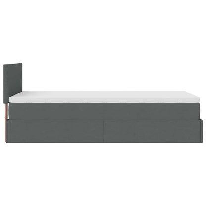 Pouf Letto con Materasso e LED Grigio Scuro 80x200cm in Tessuto