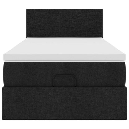 Pouf Letto con Materasso e LED Nero 80x200cm in Tessuto