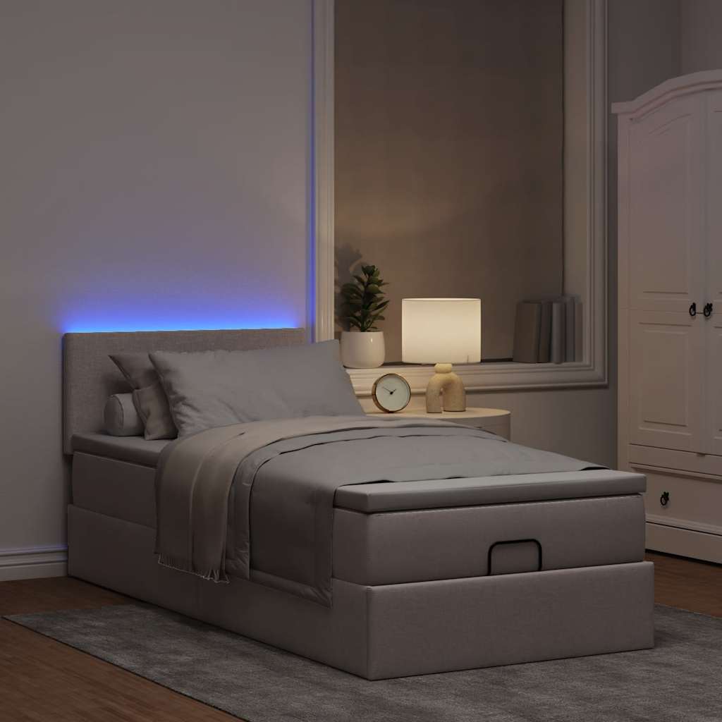 Struttura Letto Pouf con Materasso Tortora 80x200 cm in Tessuto