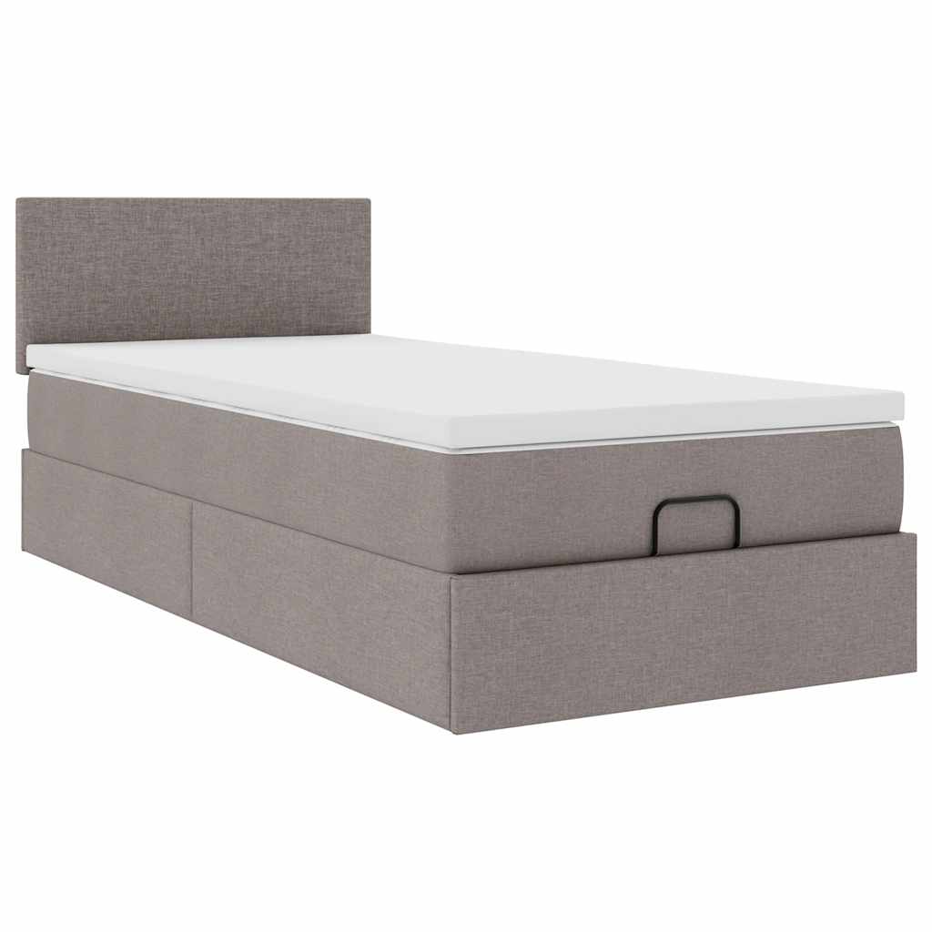 Struttura Letto Pouf con Materasso Tortora 80x200 cm in Tessuto