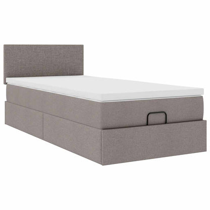 Struttura Letto Pouf con Materasso Tortora 80x200 cm in Tessuto