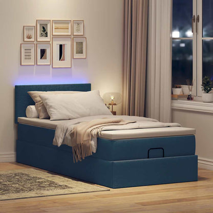 Struttura Letto Pouf con Materasso Blu 80x200 cm in Tessuto | homemem39