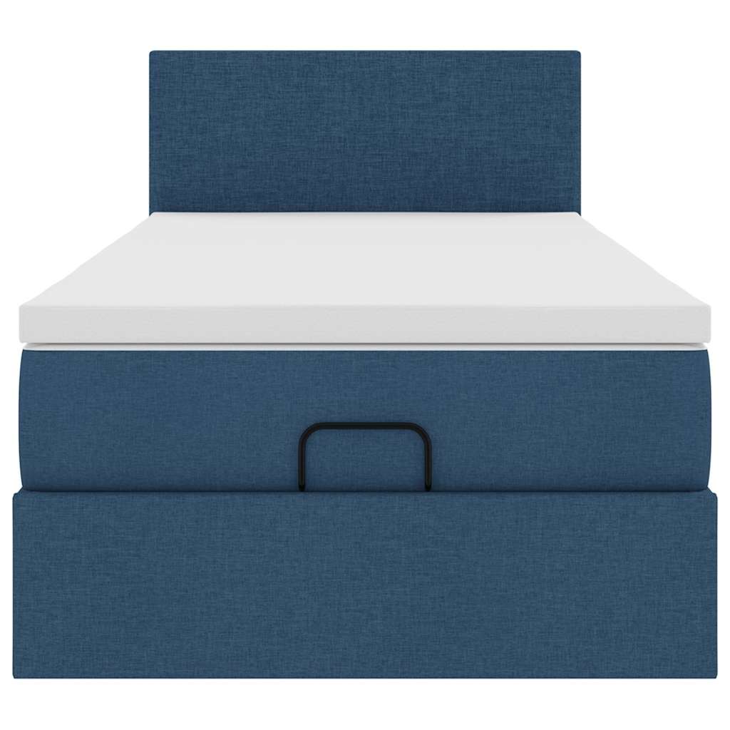 Struttura Letto Pouf con Materasso Blu 80x200 cm in Tessuto | homemem39