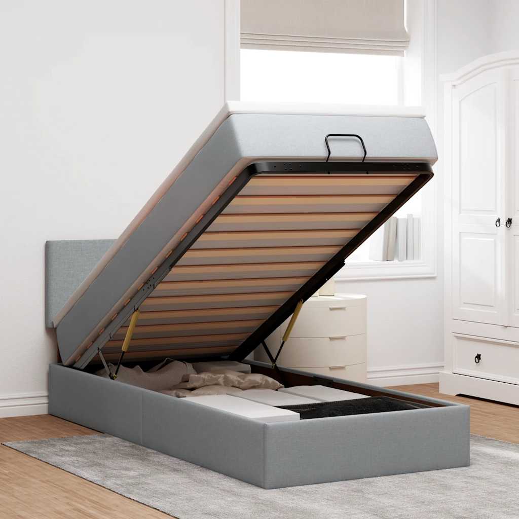 Struttura Letto Pouf con Materasso 90x190 cm in Tessuto | homemem39