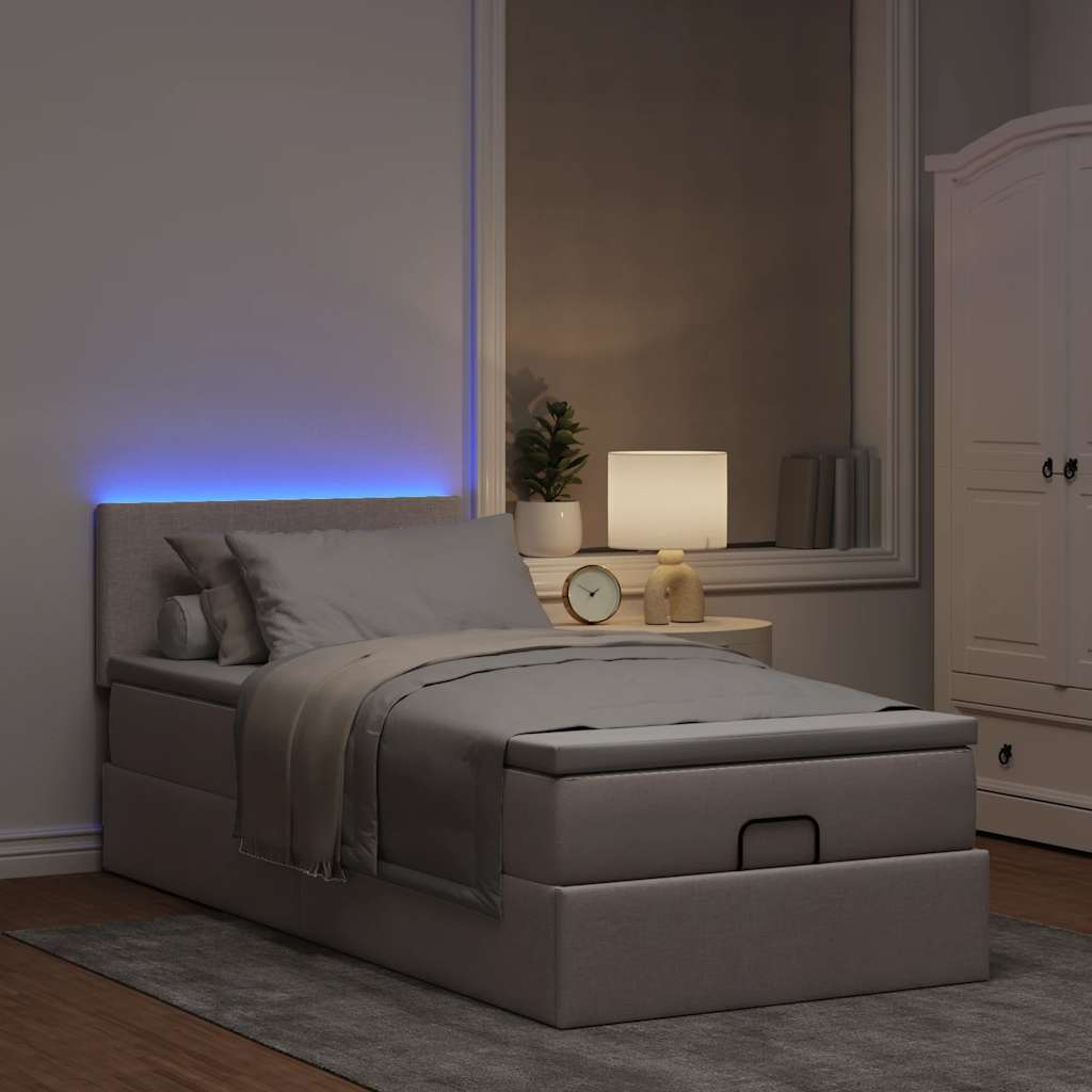 Struttura Letto Pouf con Materasso Tortora 90x190 cm in Tessuto | homemem39