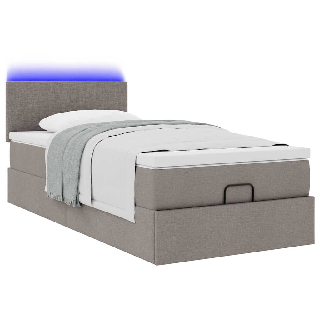 Struttura Letto Pouf con Materasso Tortora 90x190 cm in Tessuto | homemem39