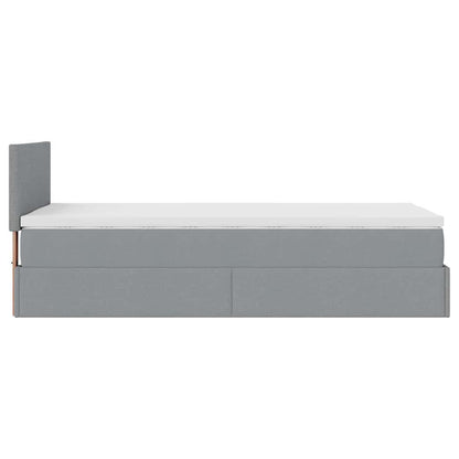 Pouf Letto con Materasso Grigio Chiaro 90x200 cm in Tessuto