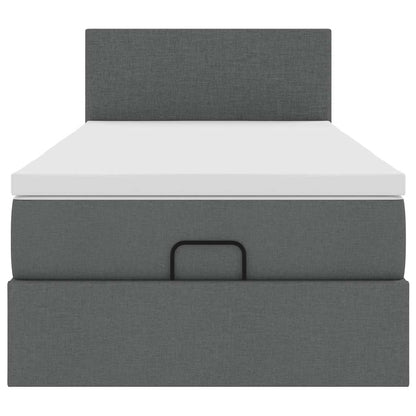 Pouf Letto con Materasso Grigio Scuro 90x200 cm in Tessuto