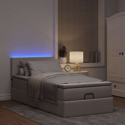 Pouf Letto con Materasso e LED Tortora 90x200 cm in Tessuto | homemem39