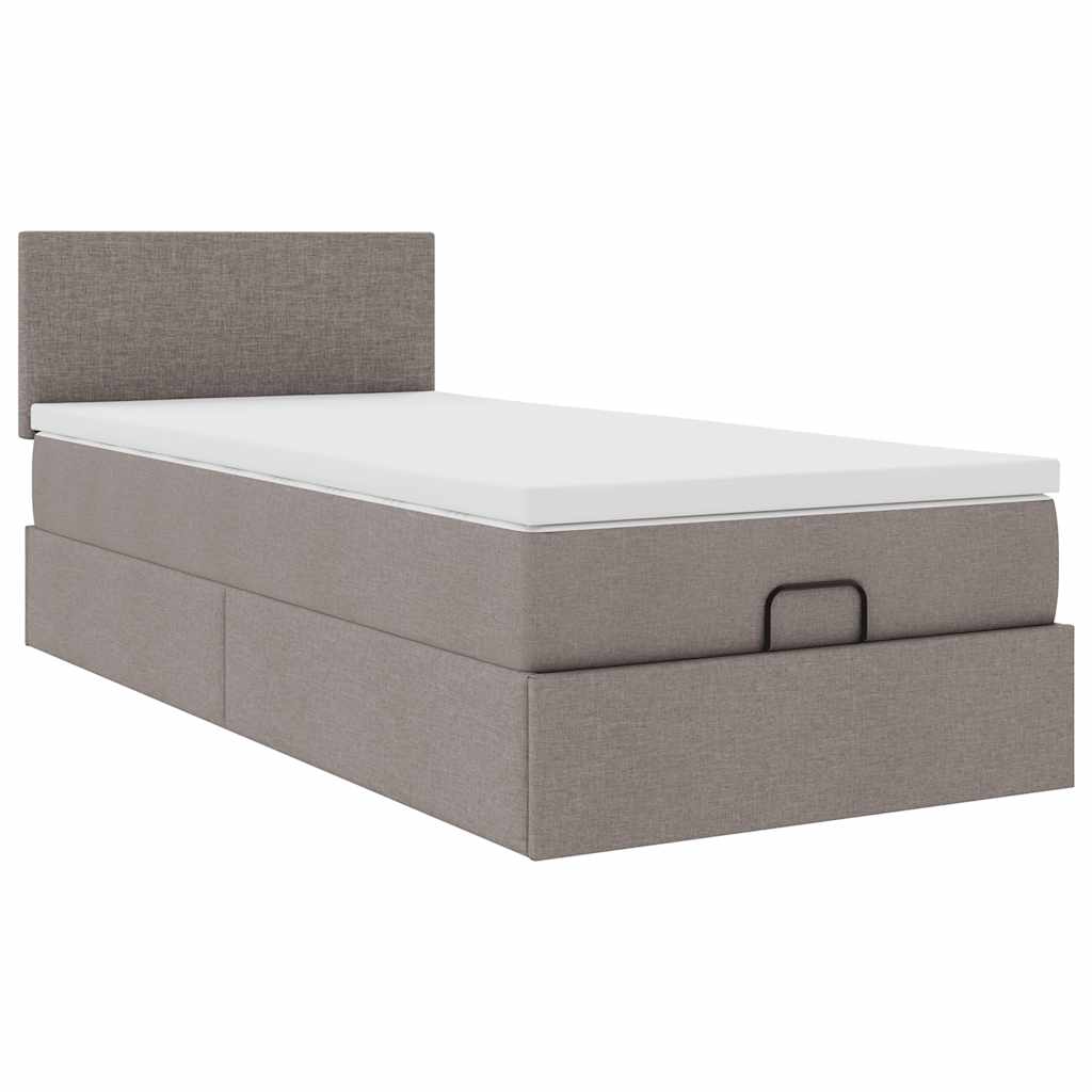 Pouf Letto con Materasso e LED Tortora 90x200 cm in Tessuto | homemem39