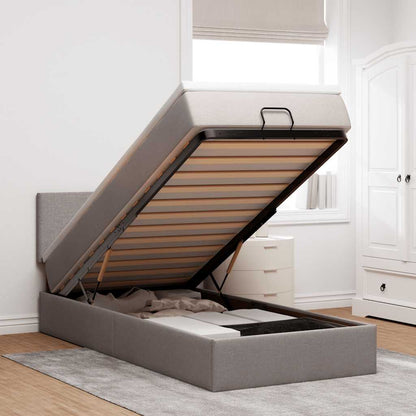 Pouf Letto con Materasso e LED Tortora 90x200 cm in Tessuto | homemem39