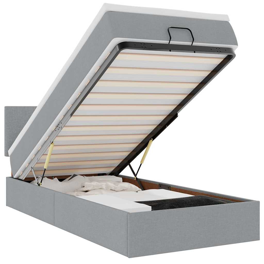 Pouf Letto con Materasso Grigio Chiaro 100x200 cm in Tessuto - homemem39