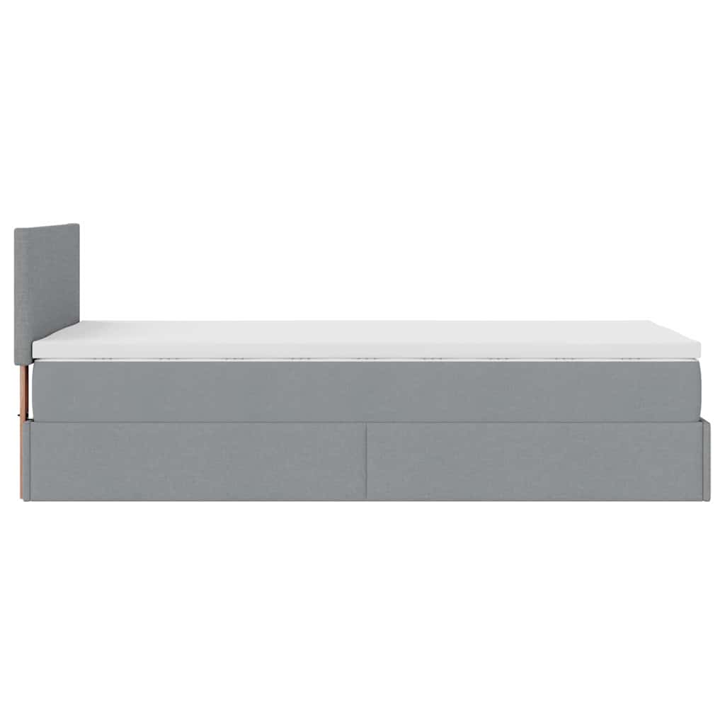 Pouf Letto con Materasso Grigio Chiaro 100x200 cm in Tessuto - homemem39