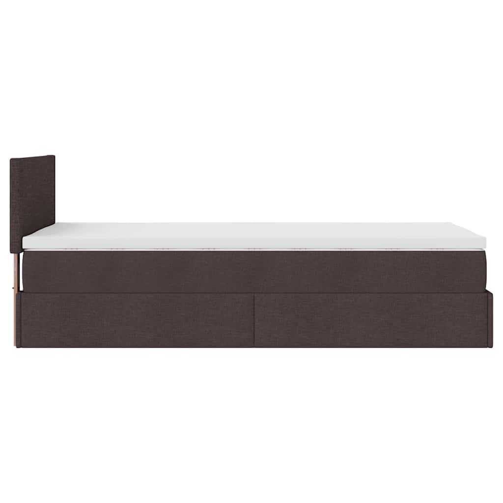 Pouf Letto con Materasso Marrone Scuro 100x200 cm in Tessuto - homemem39