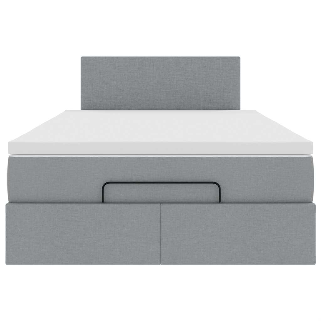 Pouf Letto con Materasso Grigio Chiaro 120x190 cm in Tessuto