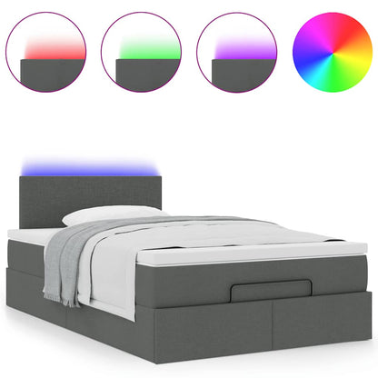 Pouf Letto con Materasso e LED Grigio Scuro 120x190 cm Tessuto | homemem39