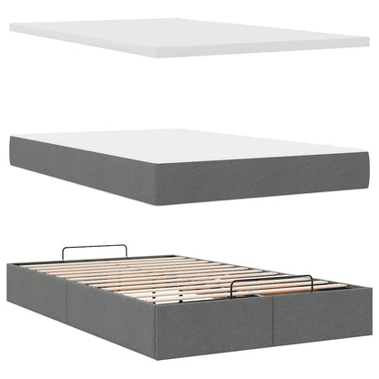 Pouf Letto con Materasso e LED Grigio Scuro 120x190 cm Tessuto | homemem39