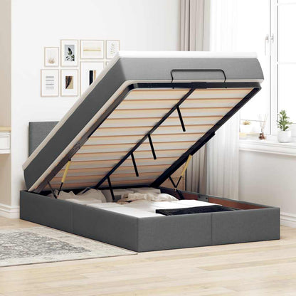 Pouf Letto con Materasso e LED Grigio Scuro 120x190 cm Tessuto | homemem39