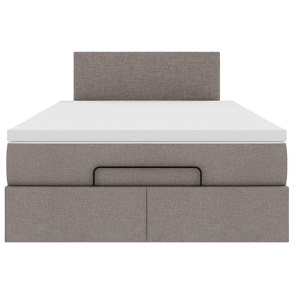 Pouf Letto con Materasso e LED Tortora 120x190cm in Tessuto