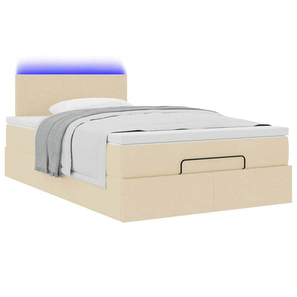 Pouf Letto con Materasso e LED Crema 120x190cm in Tessuto | homemem39