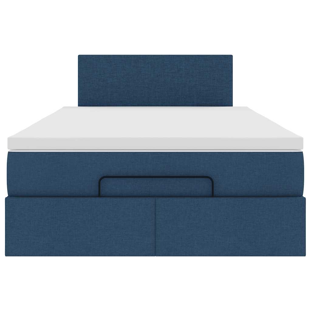Pouf Letto con Materasso e LED Blu 120x190cm in Tessuto
