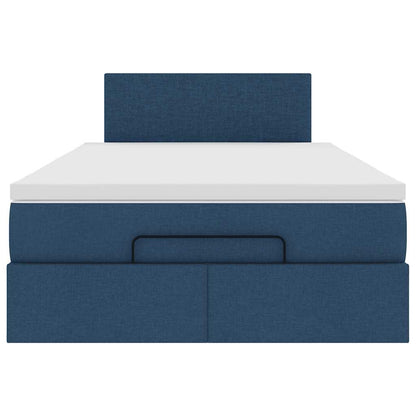 Pouf Letto con Materasso e LED Blu 120x190cm in Tessuto